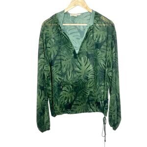 Michael Kors Tropical Sheer Hooded Top Womens XL Resort Beach Vacation Layering